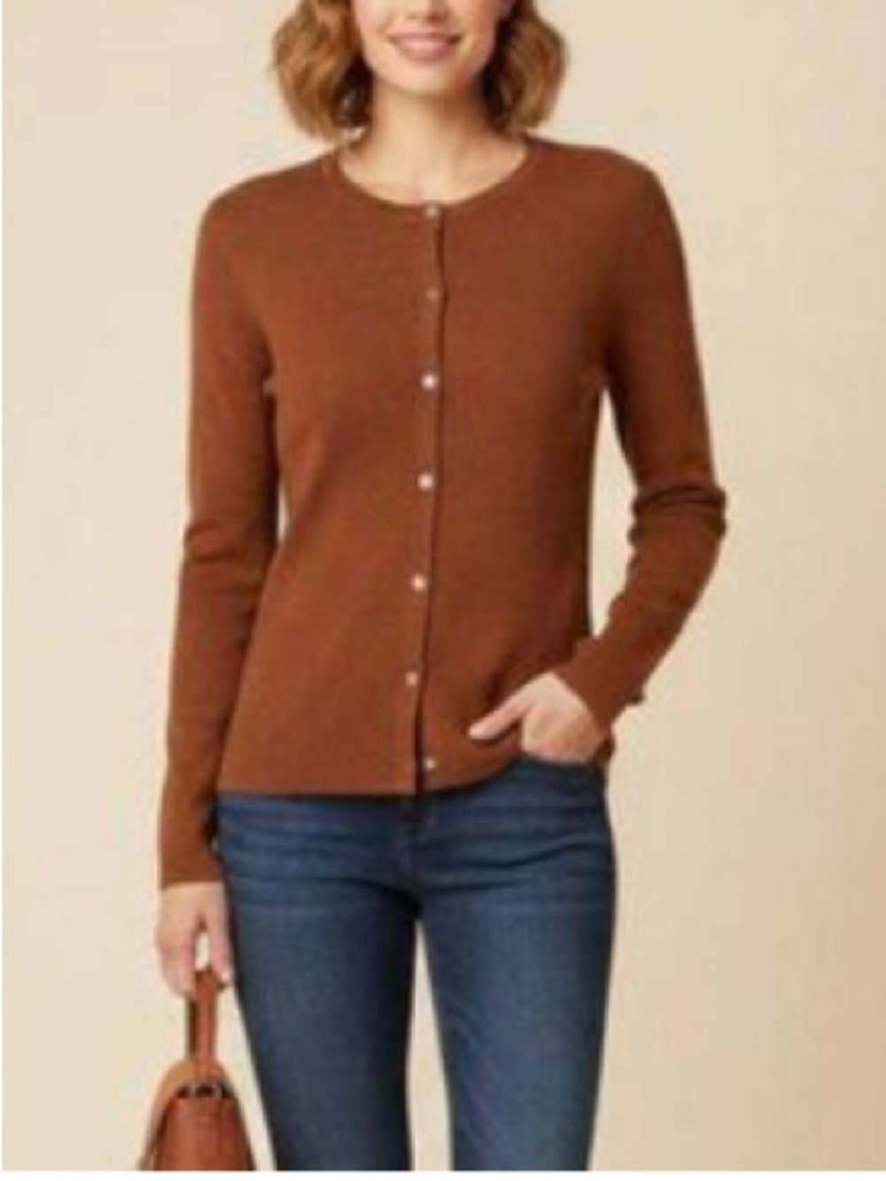 Elle Tahari NWT Classic 100% Merino Wool Ribbed Crewneck Cardigan